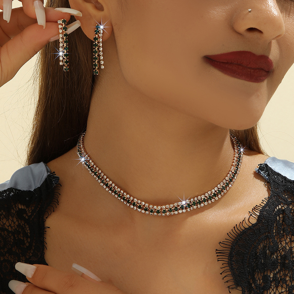 2-piece crystal jewelry set#TL00342