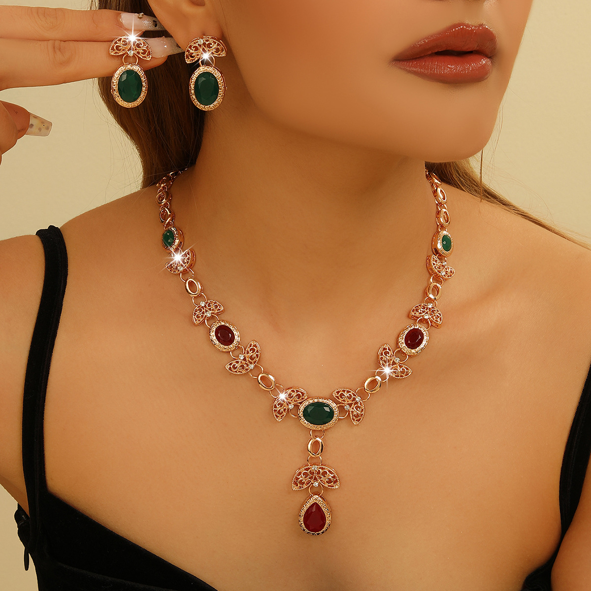 2-piece crystal jewelry set#TL4165