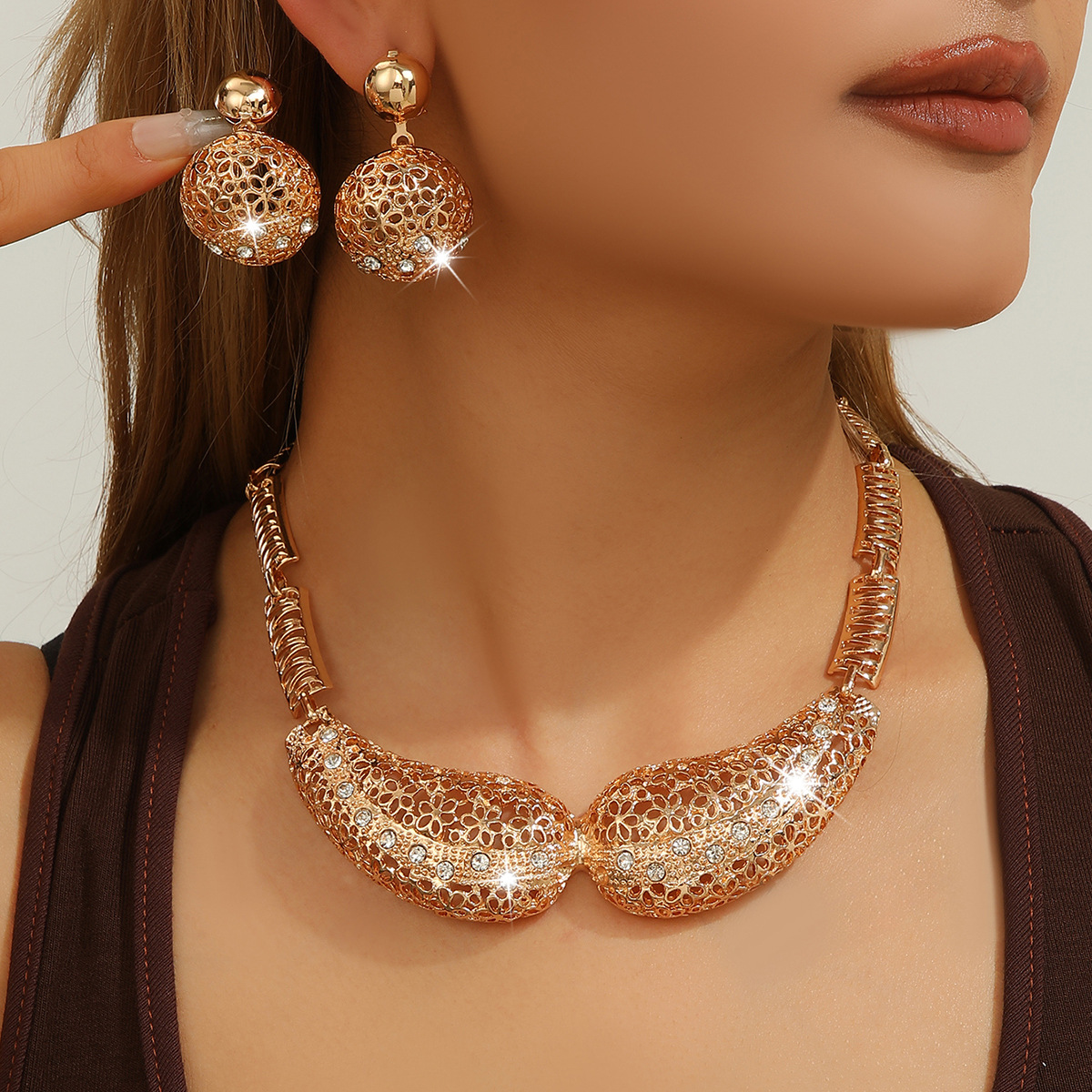 2-piece crystal jewelry set#TL4066