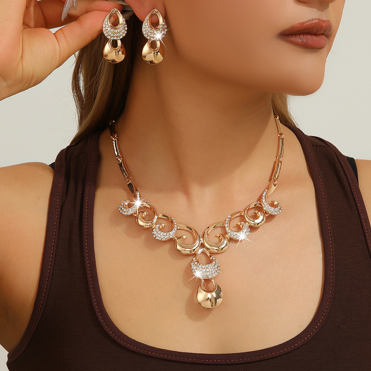 2-piece crystal jewelry set#TL4136