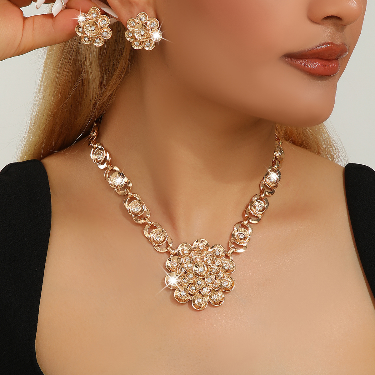 2-piece crystal jewelry set#TL4291