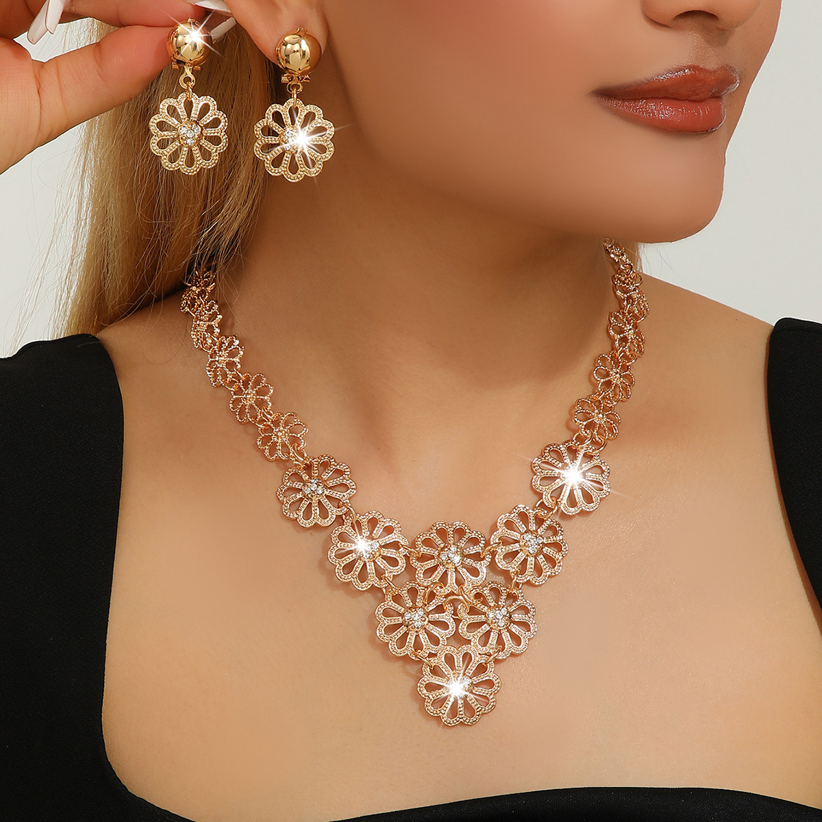 2-piece crystal jewelry set#TL4009