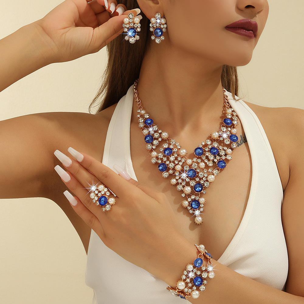 4-piece crystal jewelry set#TL4232