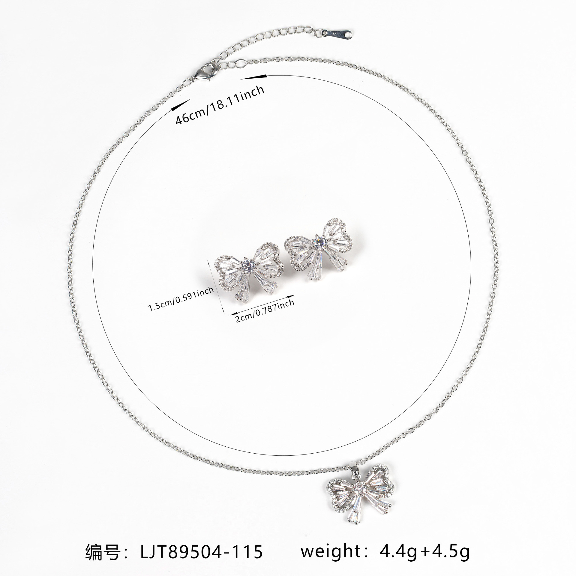 New Bowknot Zircon Jewelry Set