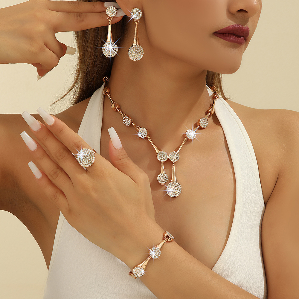 4-piece crystal jewelry set#TL4412