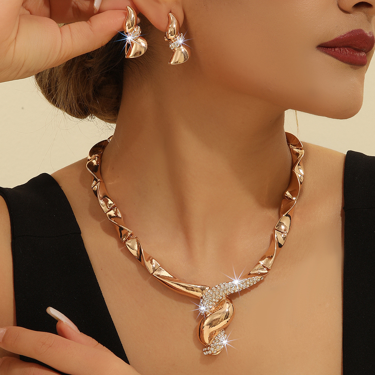 2-piece crystal jewelry set#TL4033