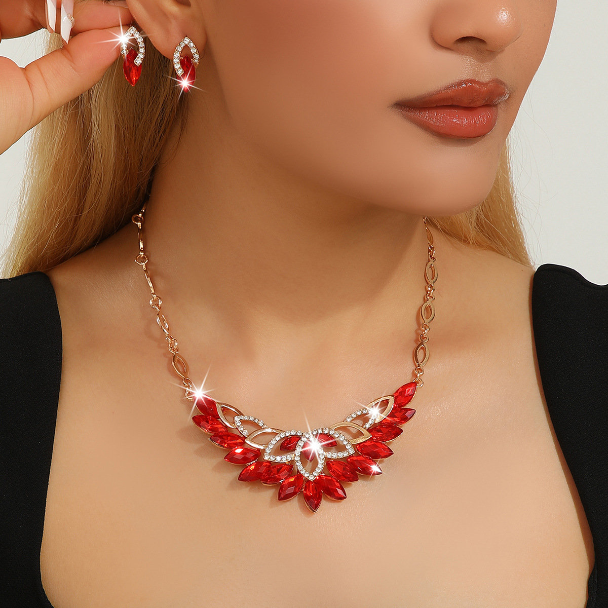 2-piece crystal jewelry set#TL2112