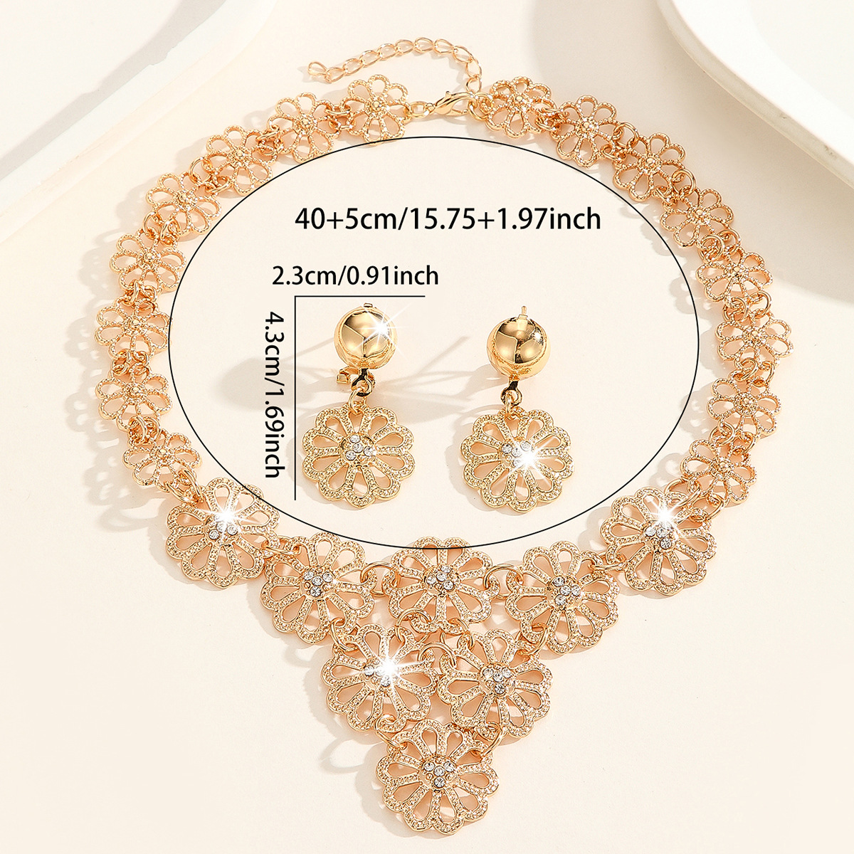 2-piece crystal jewelry set#TL4009