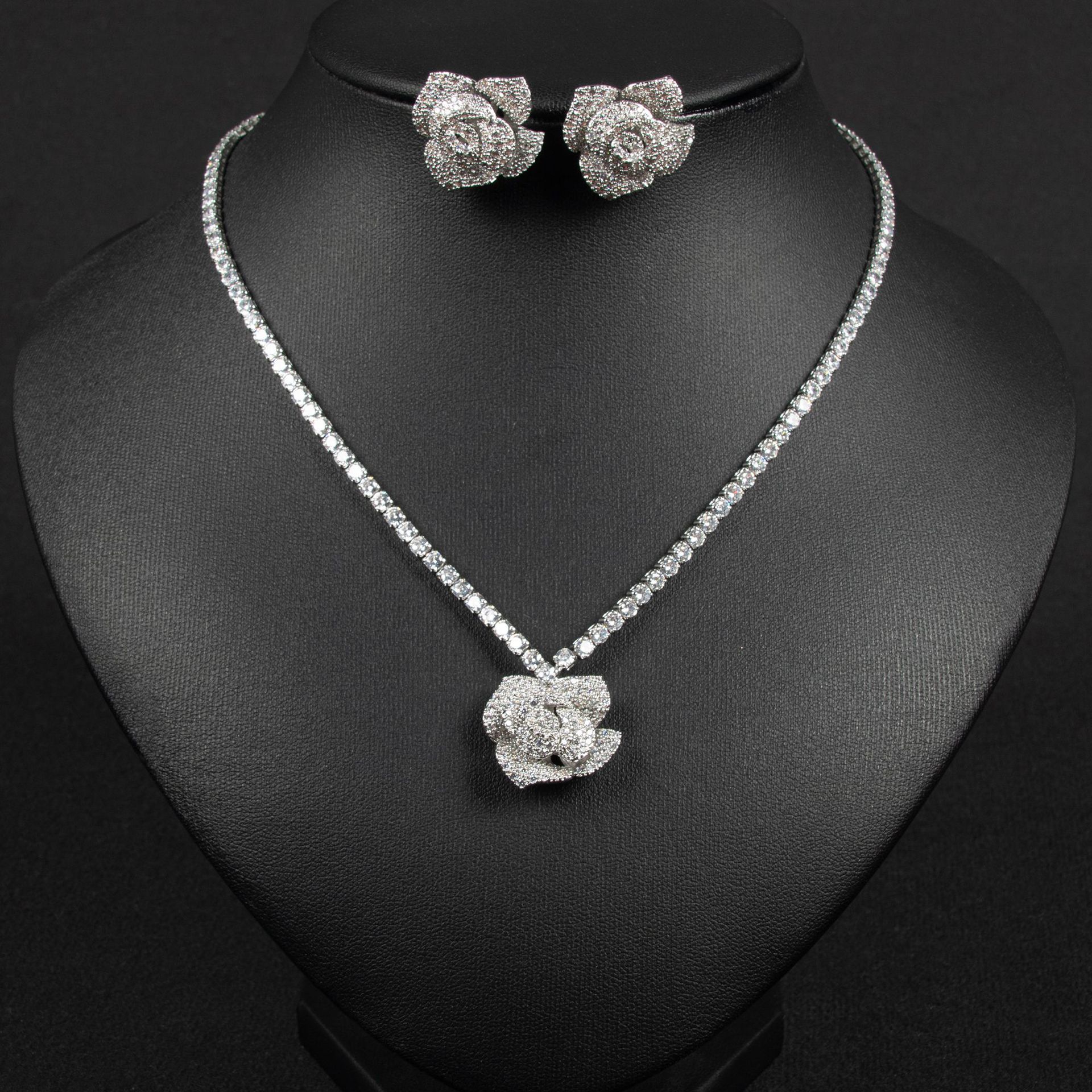 New Rose Zircon Jewelry Set