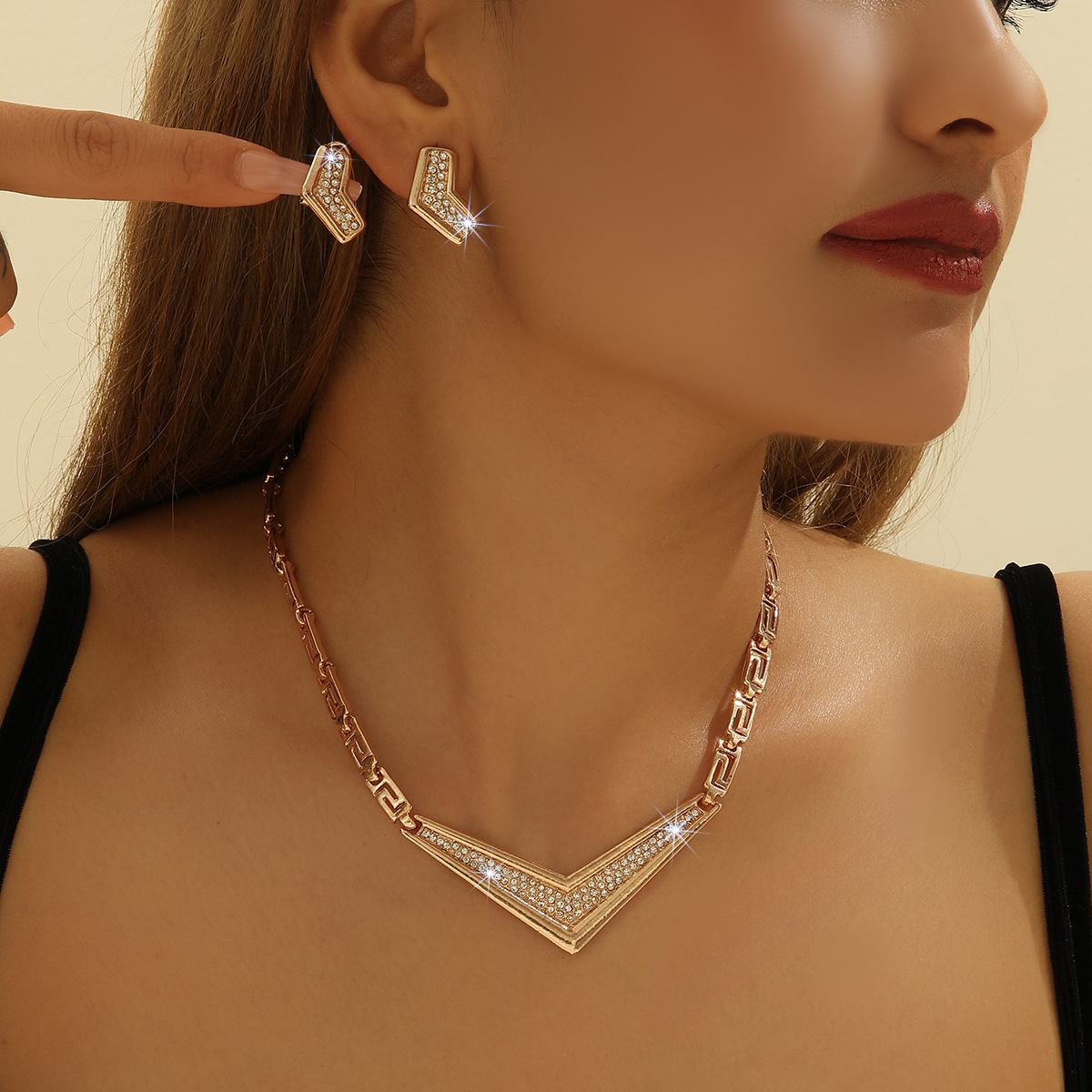 2-piece crystal jewelry set#TL4053