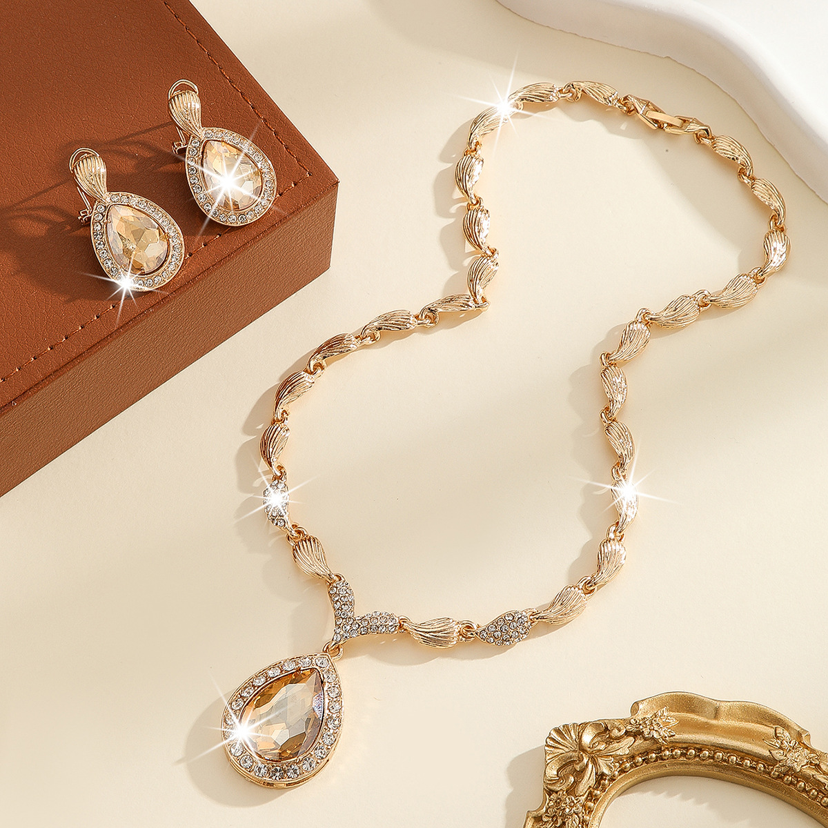 2-piece crystal jewelry set#TL4078-1