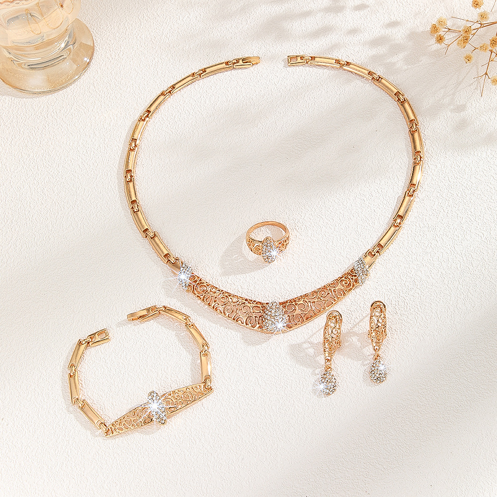 4-piece crystal jewelry set#TL4297