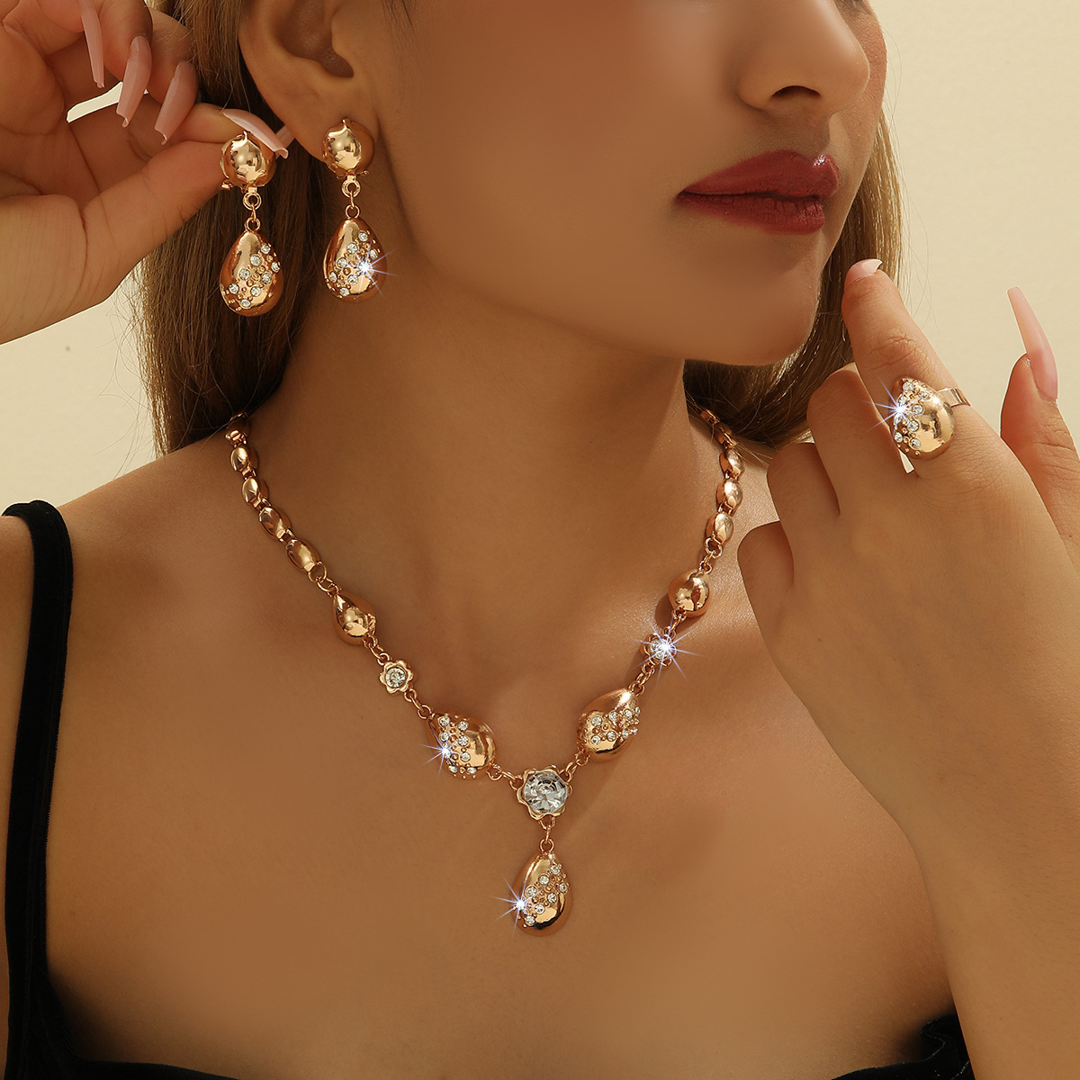 3-piece crystal jewelry set#TL4011