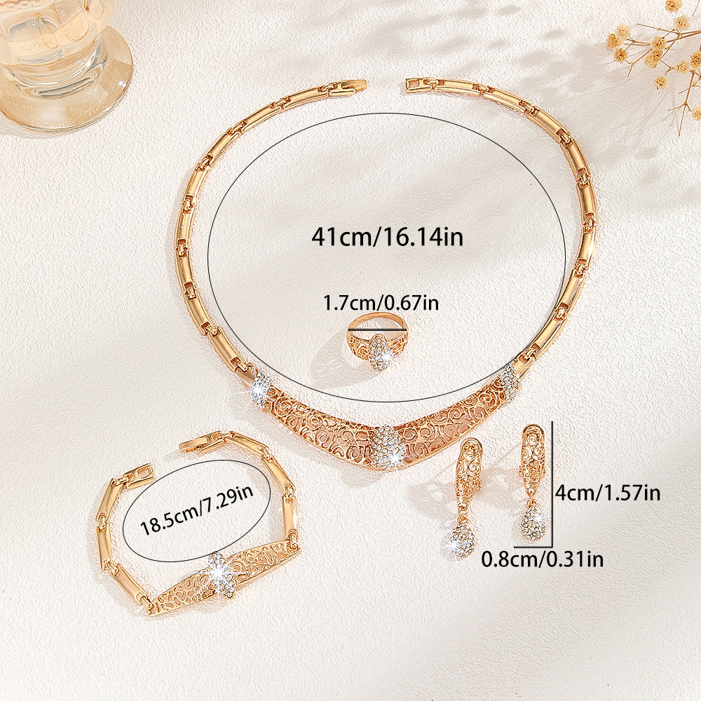 4-piece crystal jewelry set#TL4297