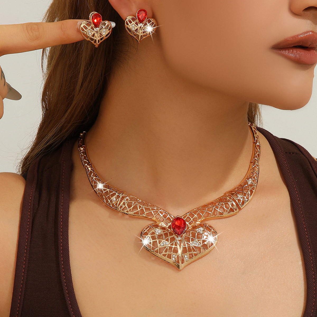 2-piece crystal jewelry set#TL4153