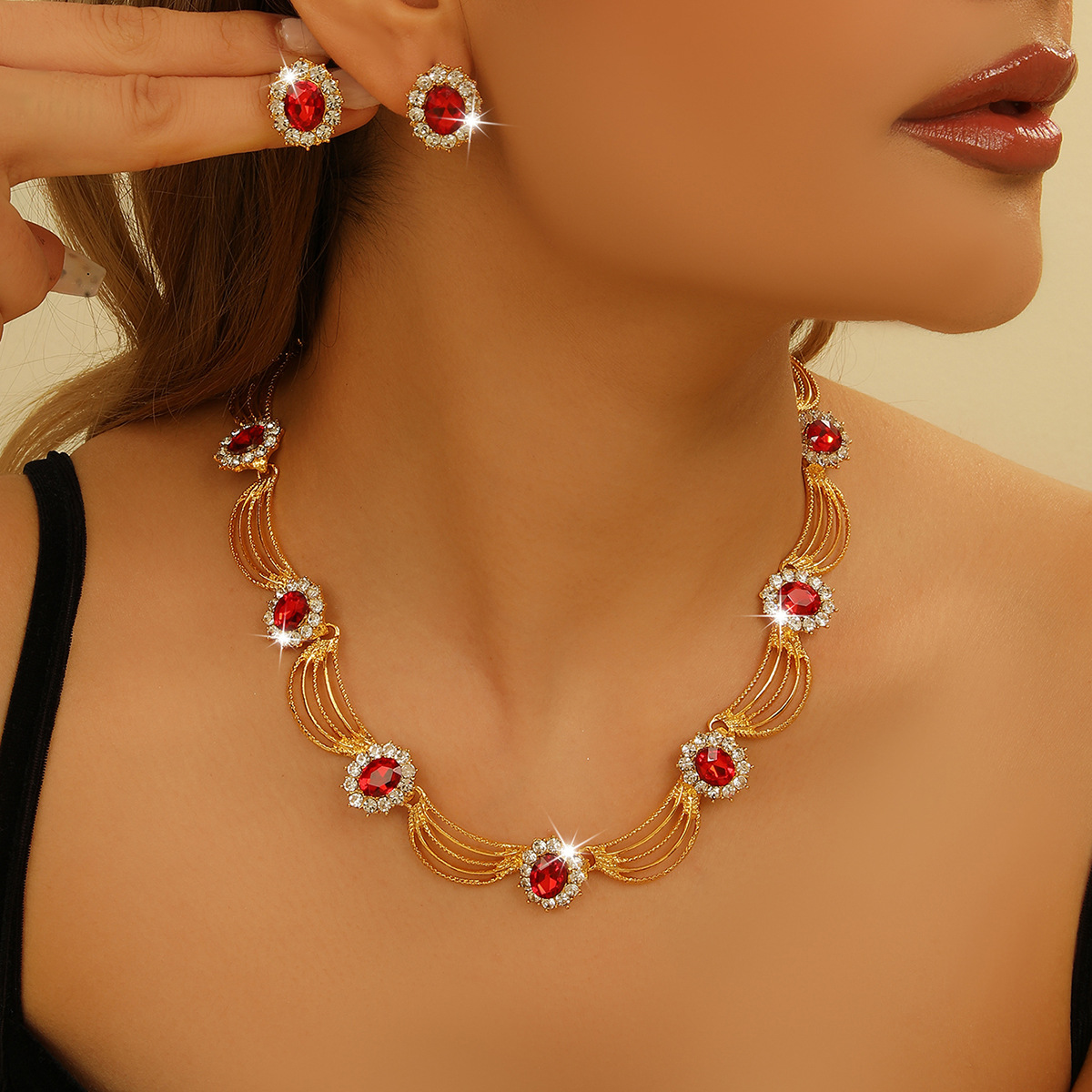 2-piece crystal jewelry set#TL0065