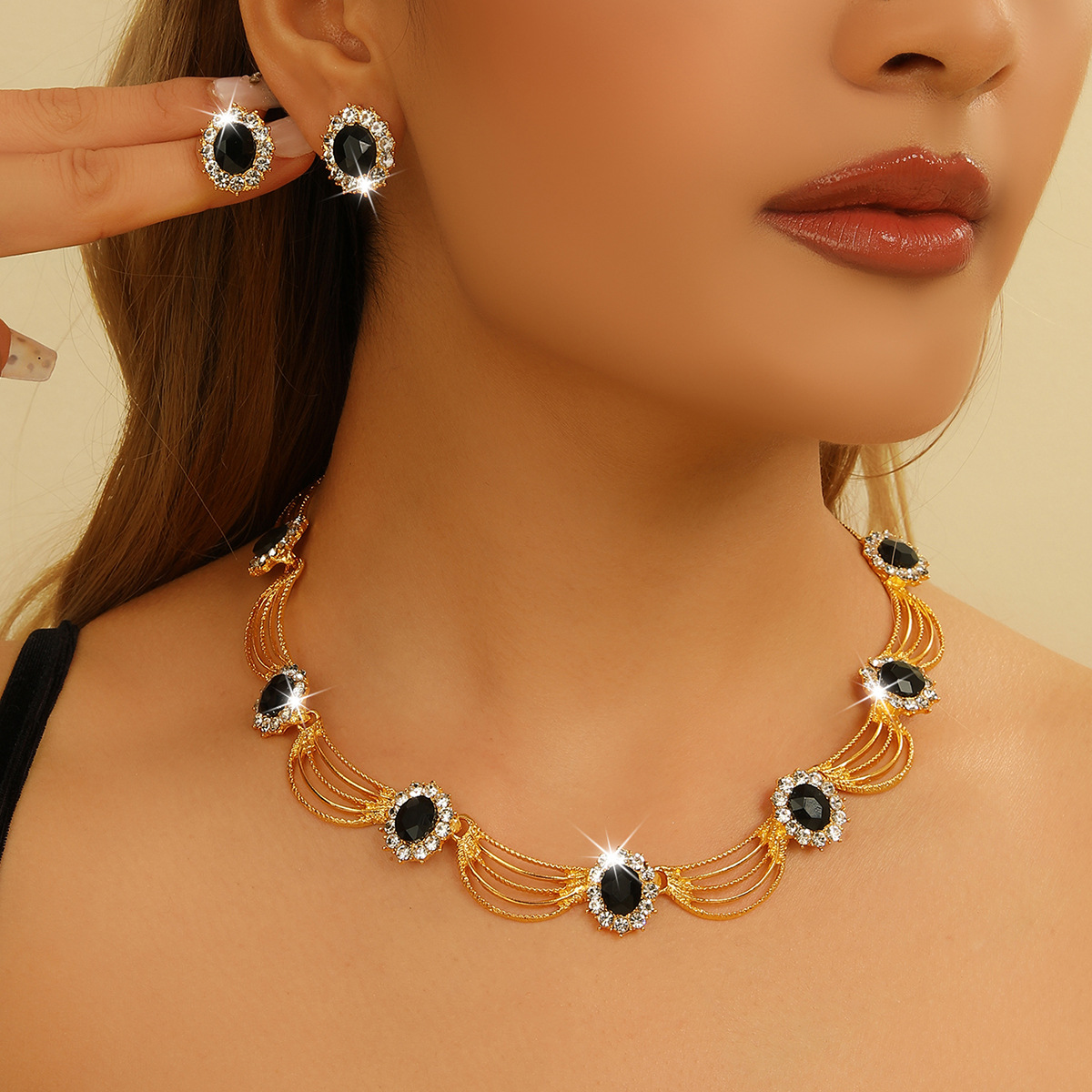 2-piece crystal jewelry set#TL0065