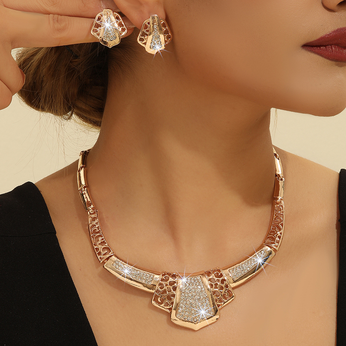 2-piece crystal jewelry set#TL4114