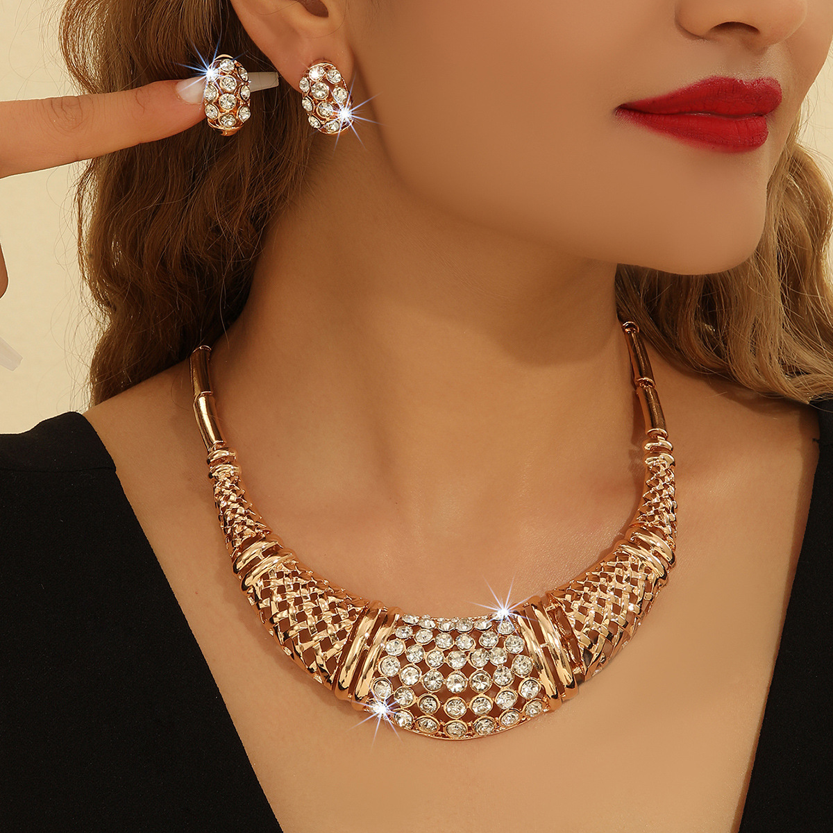 2-piece crystal jewelry set#TL4147