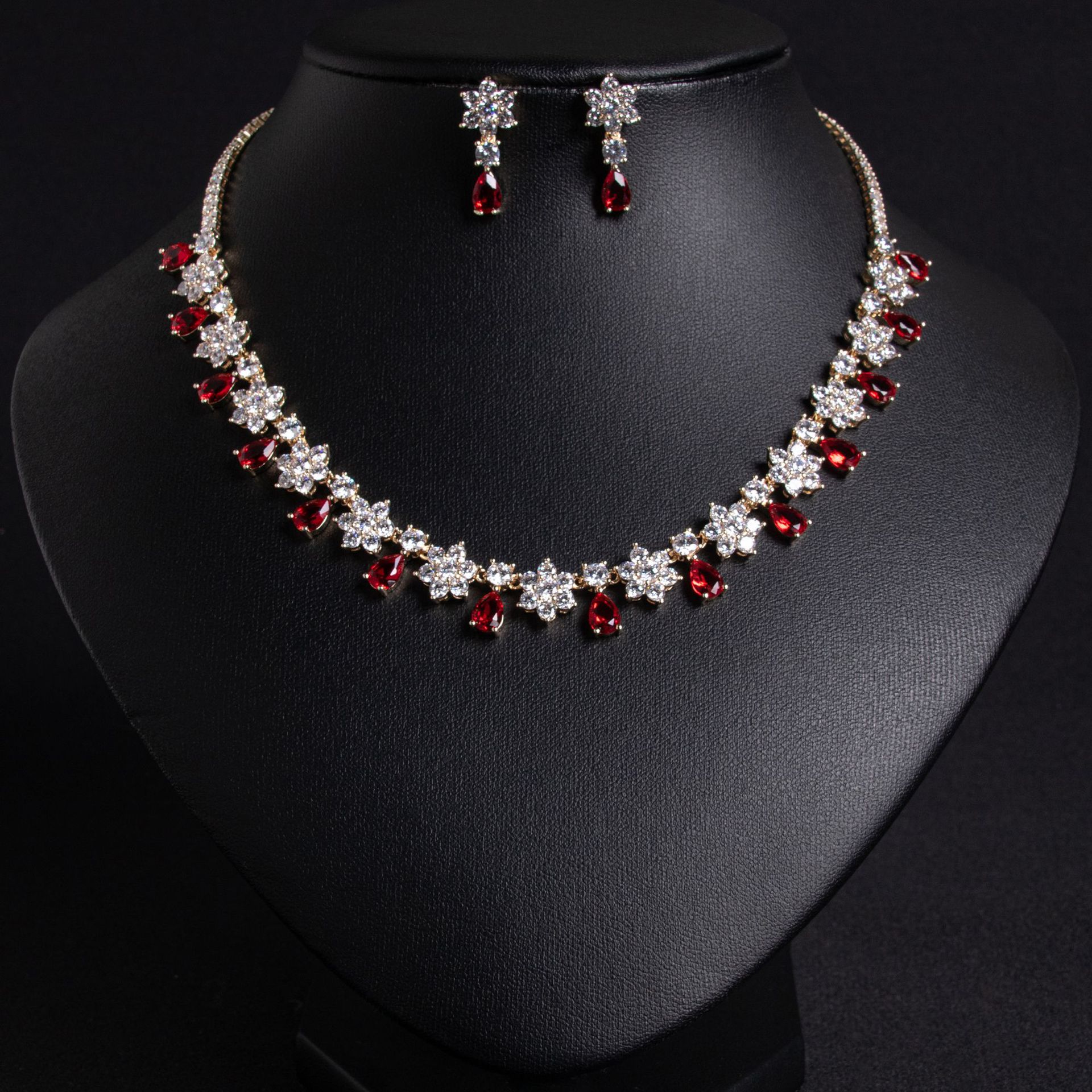 New Creative Snowflake Zircon Necklace and Earring Set