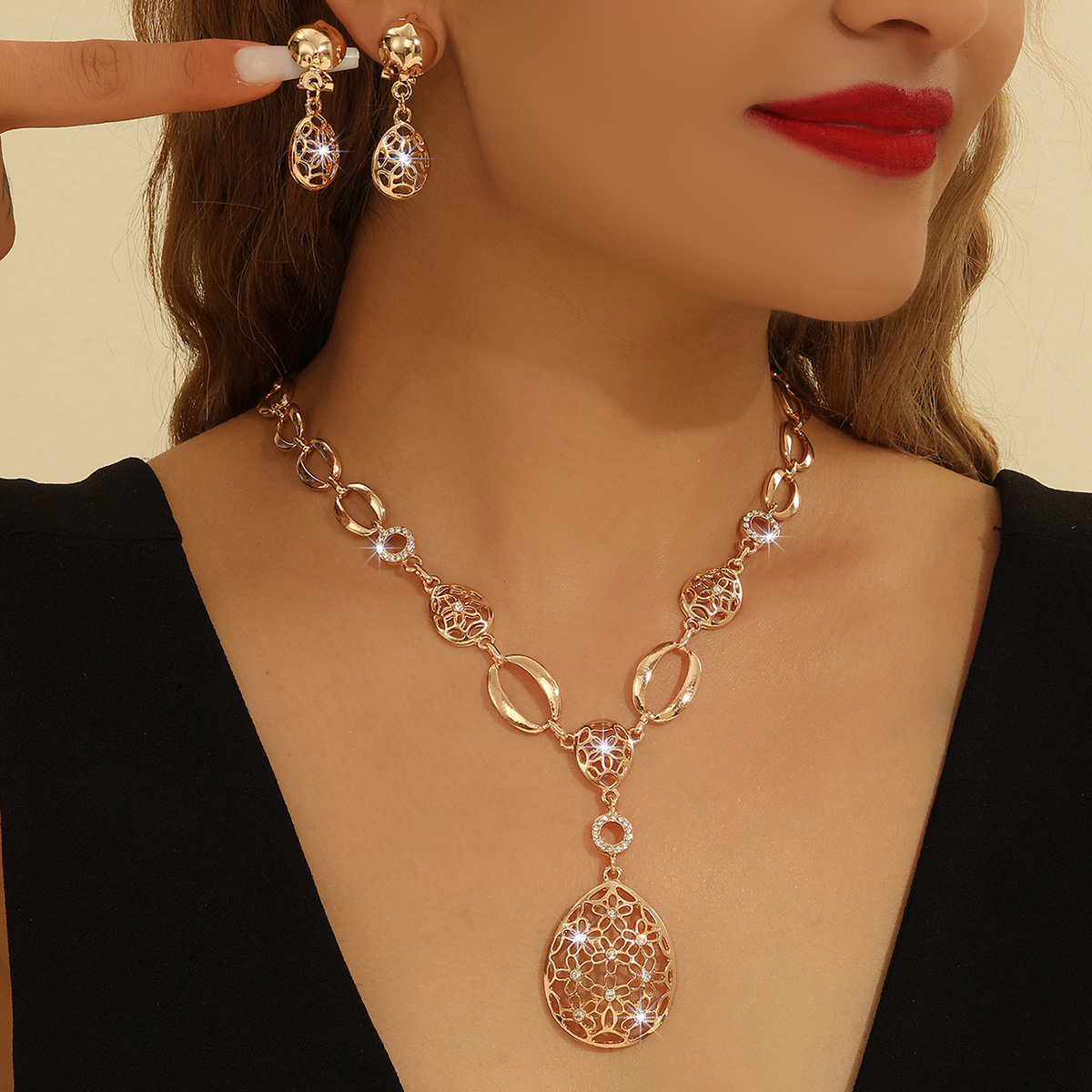 2-piece crystal jewelry set#TL4132