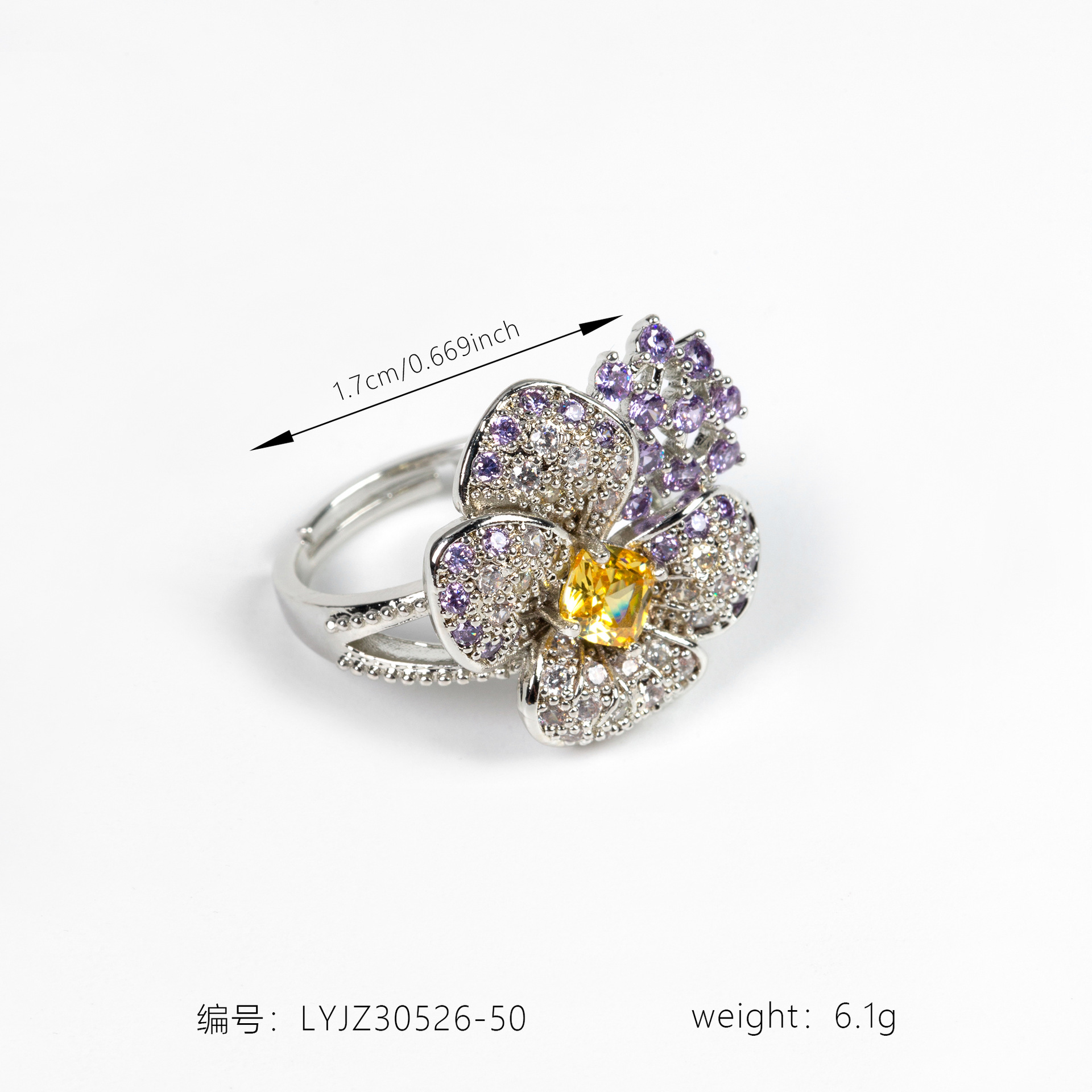 New creative floral zircon ring