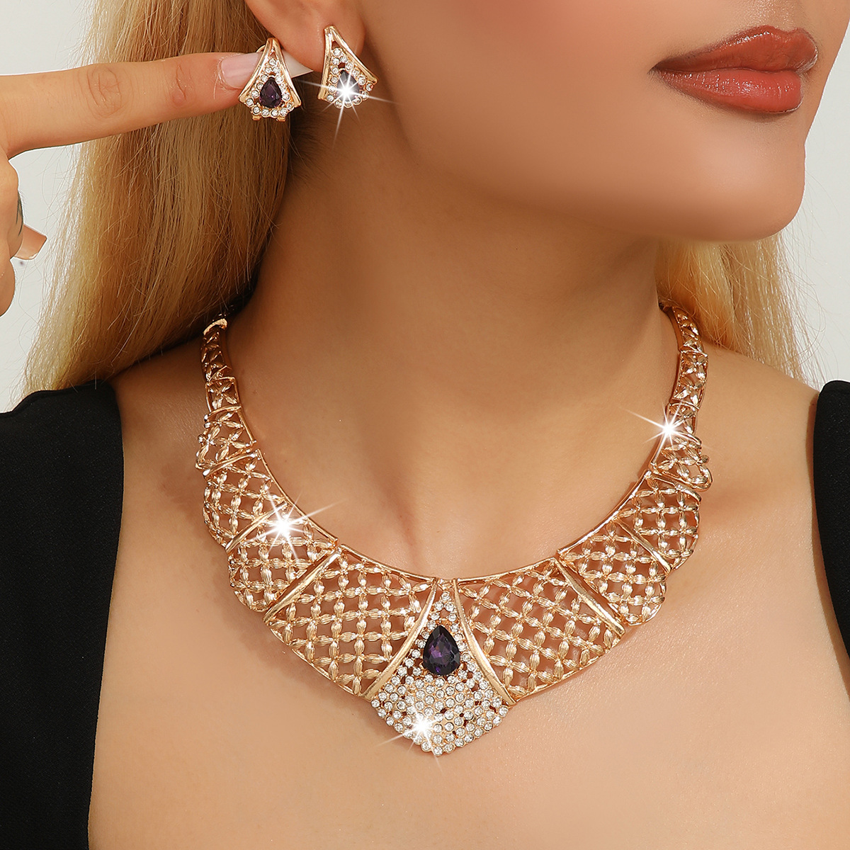 2-piece crystal jewelry set#TL4235