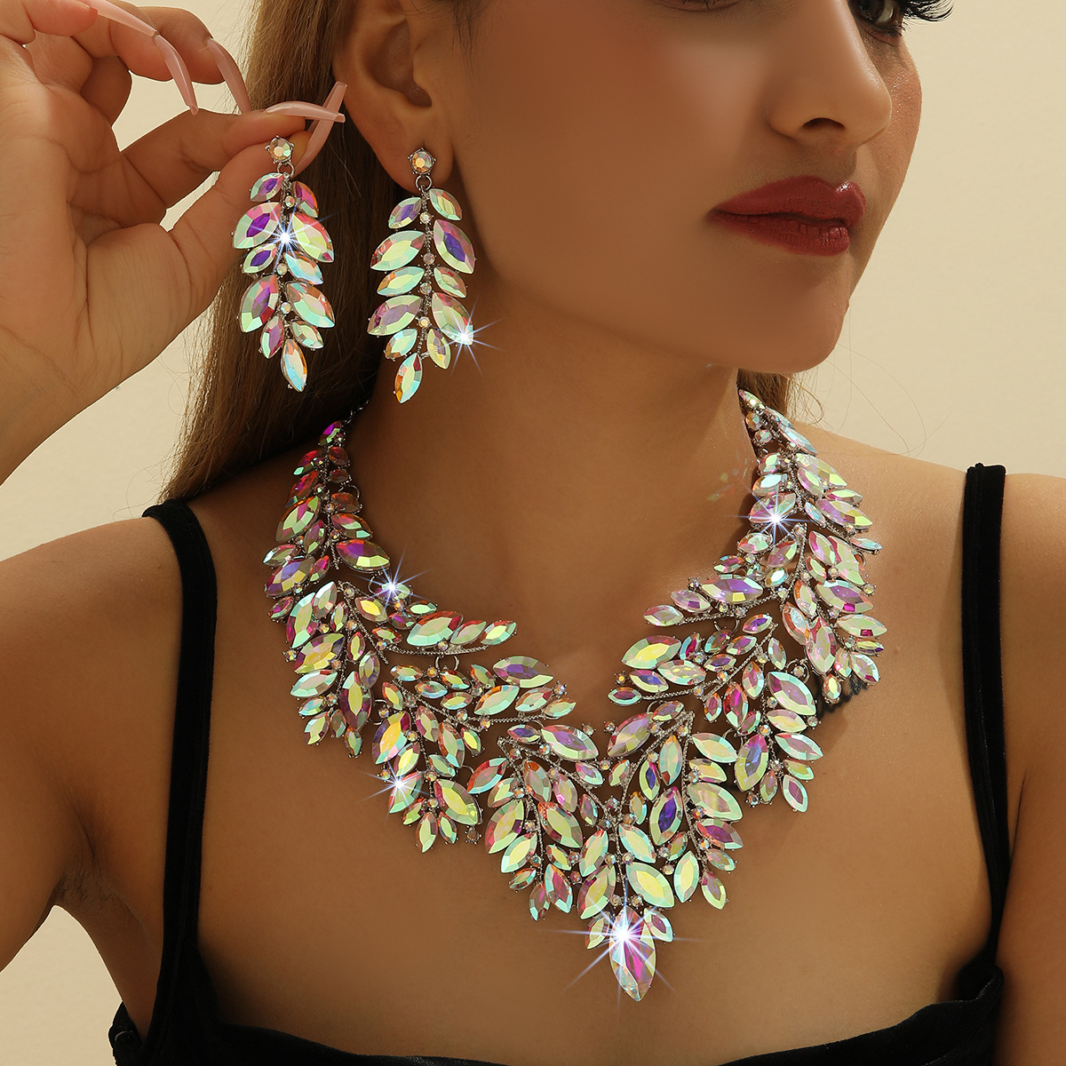 2-piece crystal jewelry set#TL0001