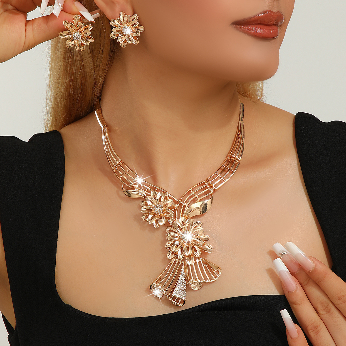 2-piece crystal jewelry set#TL4194