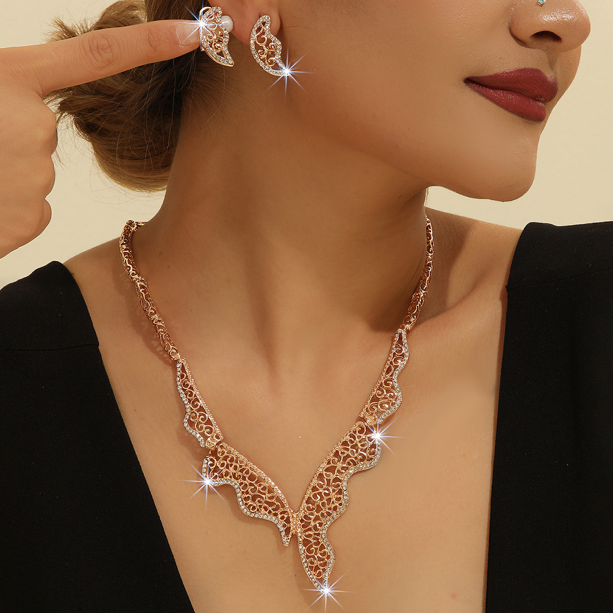 2-piece crystal jewelry set#TL4048