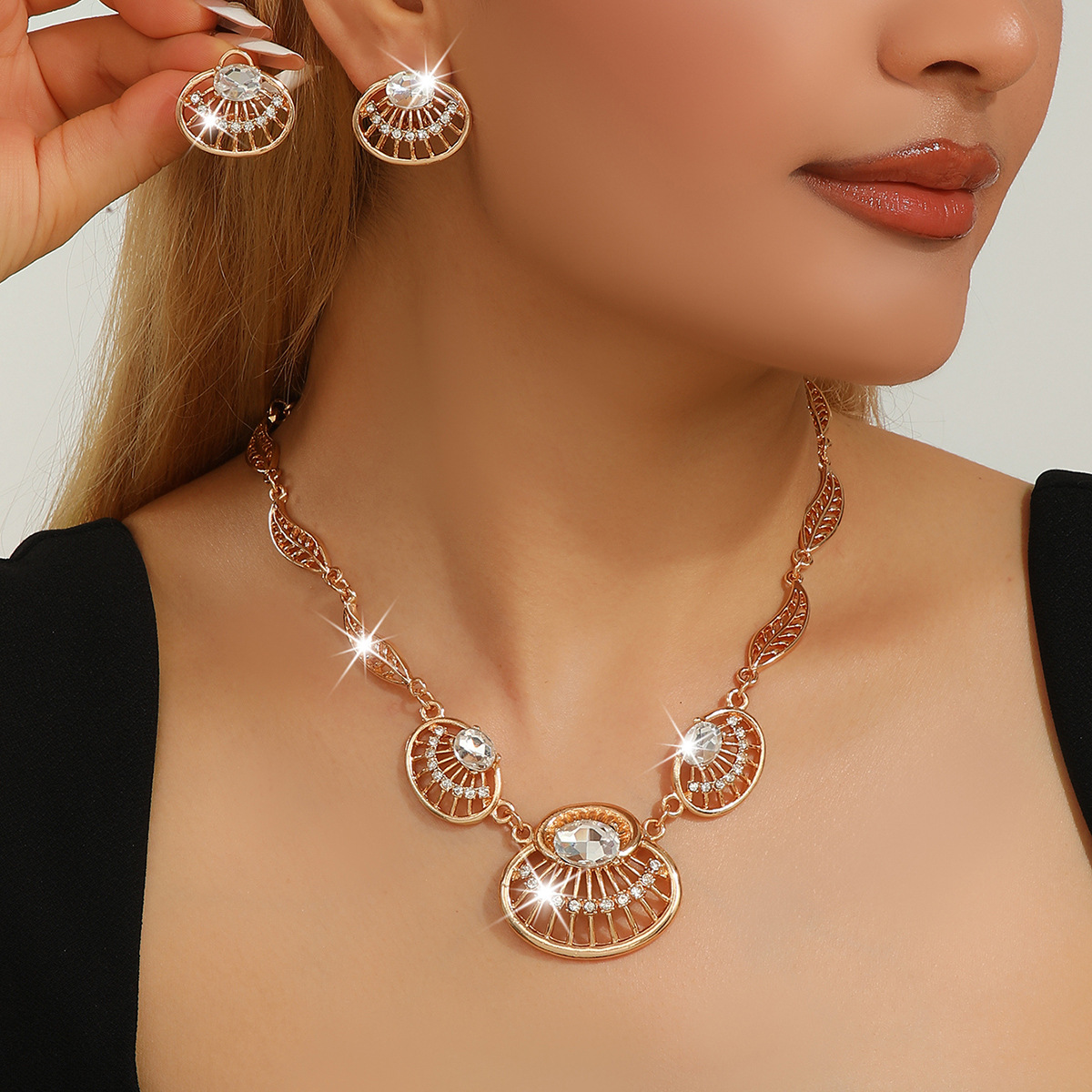 2-piece crystal jewelry set#TL4217
