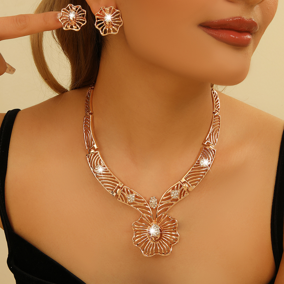 2-piece crystal jewelry set#TL4051