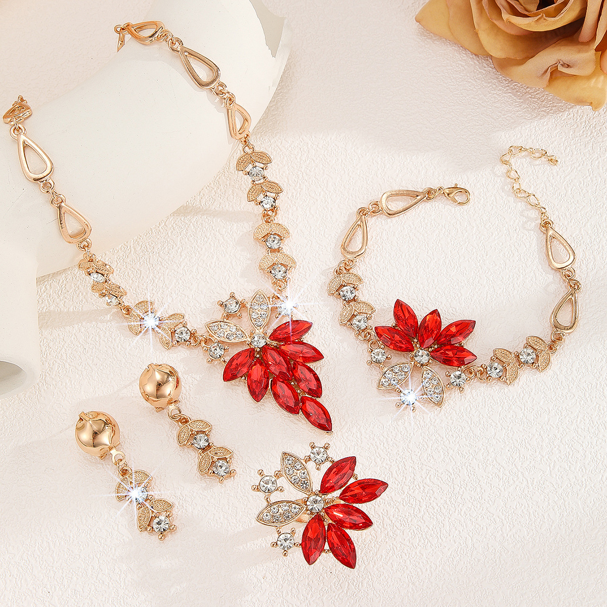 4-piece crystal jewelry set#TL4026