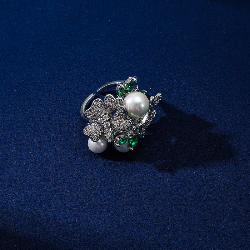 New high quality elegant floral zircon ring