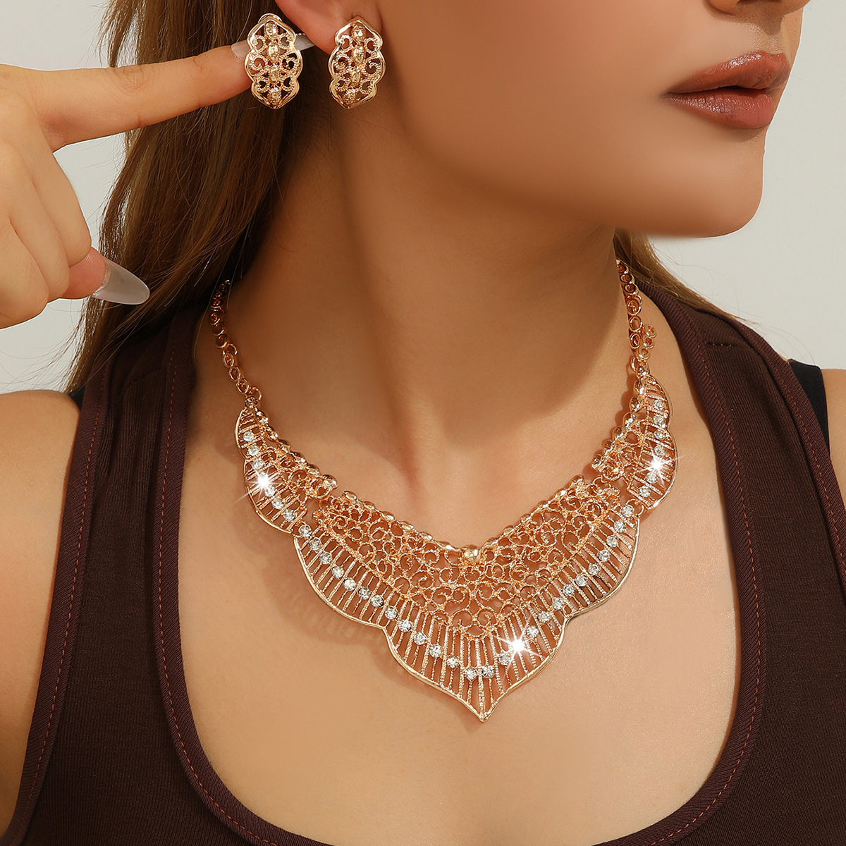 2-piece crystal jewelry set#TL4021