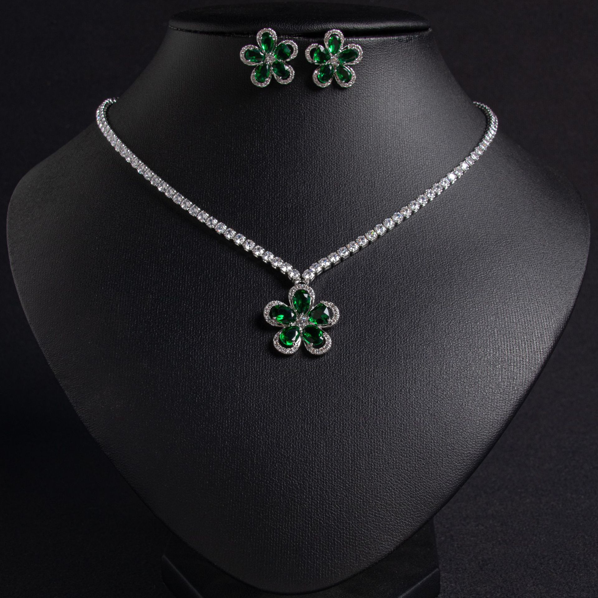 Pink Flower Jewelry Set