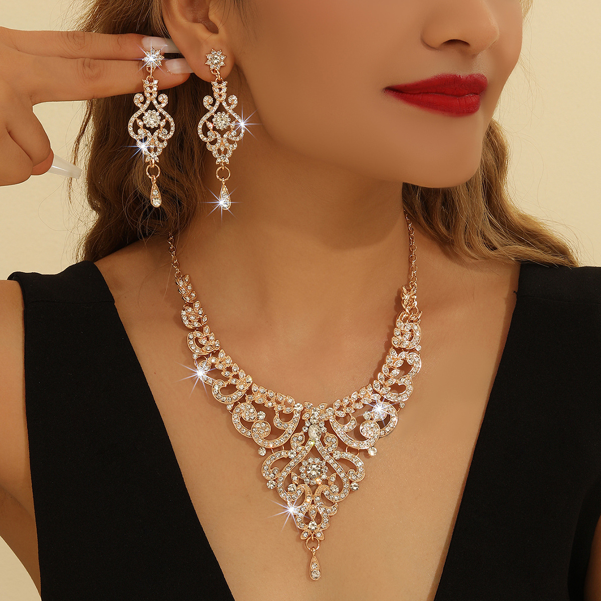 2-piece crystal jewelry set#TL3251