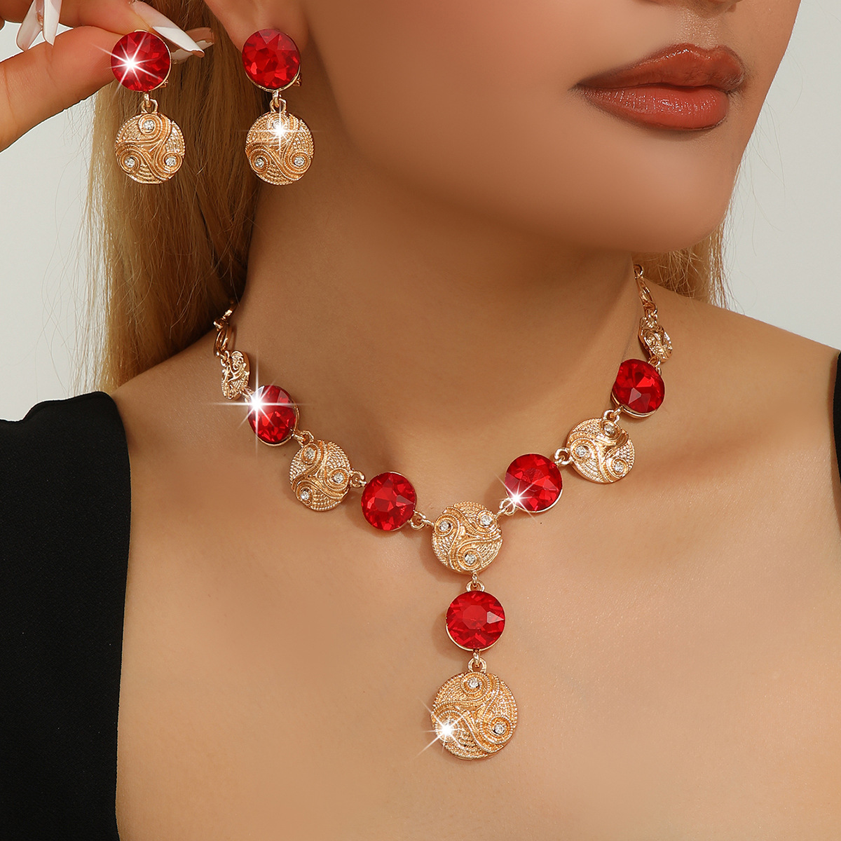 2-piece crystal jewelry set#T4252