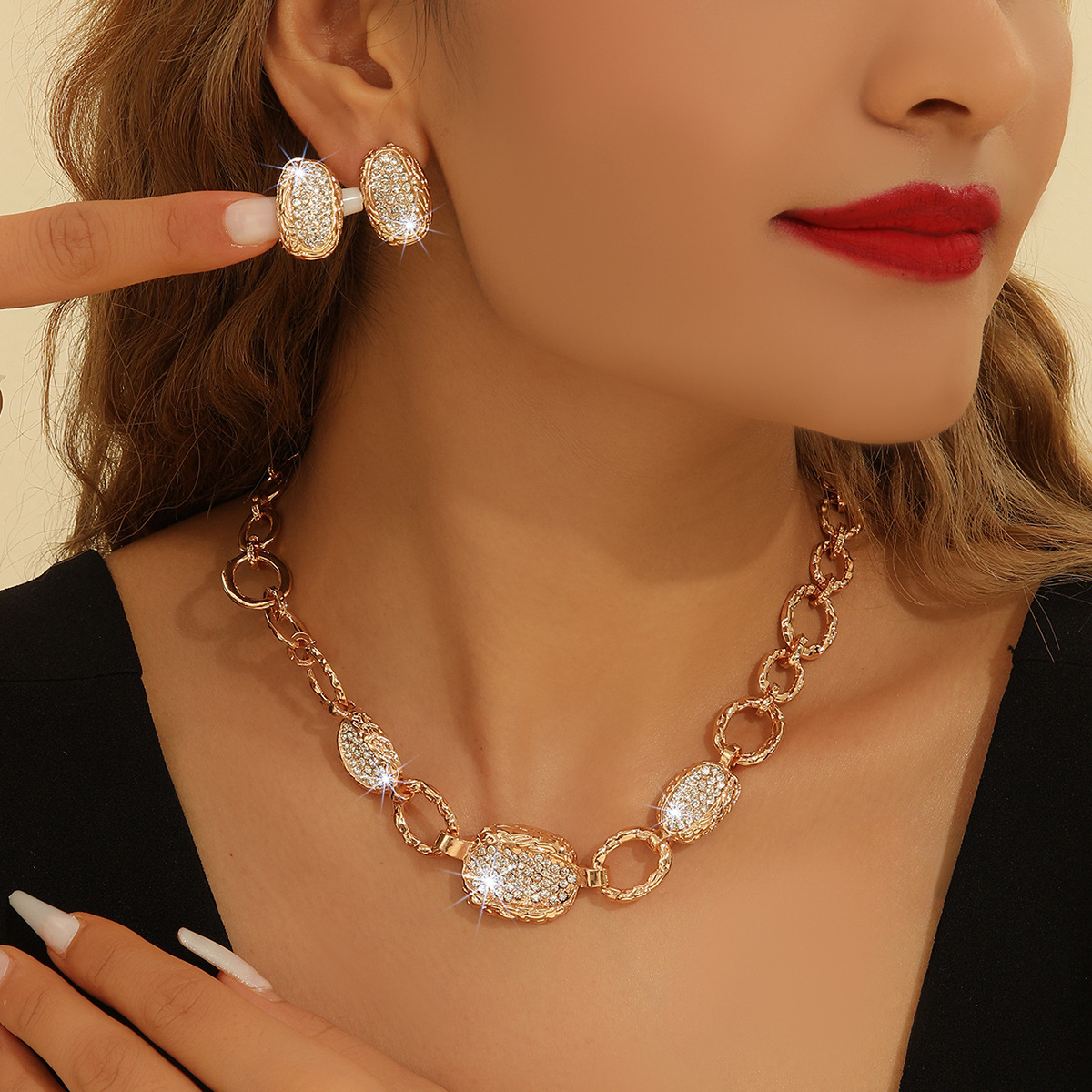 2-piece crystal jewelry set#TL4060