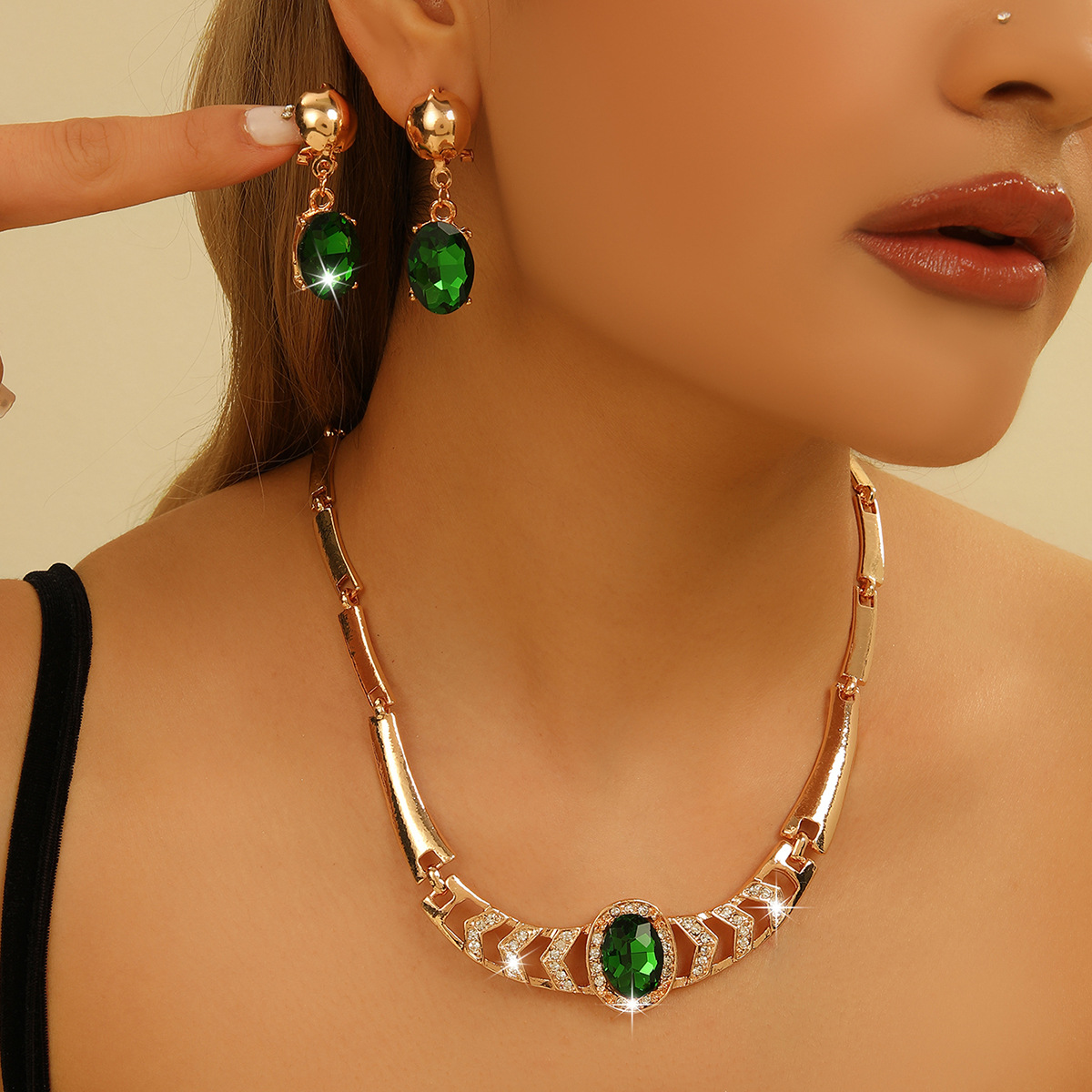 2-piece crystal jewelry set#TL4218