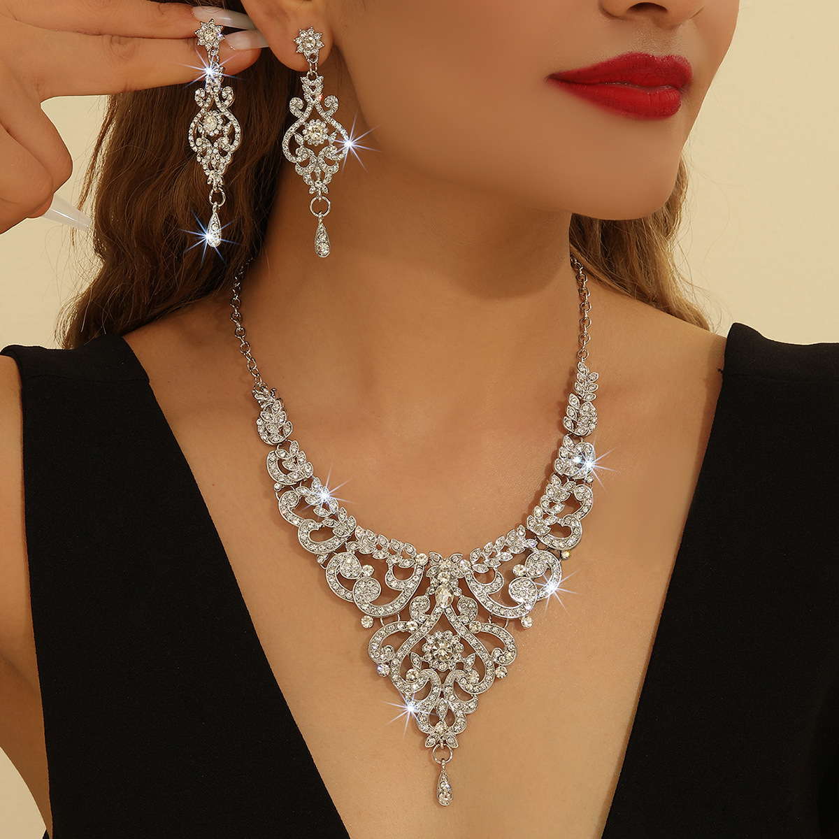 2-piece crystal jewelry set#TL3251