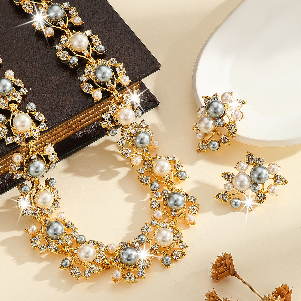 2-piece crystal jewelry set#TL9512