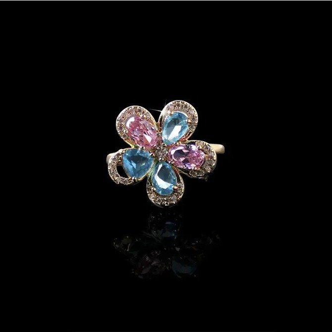 New high quality elegant flower zircon ring