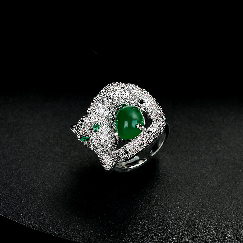 New high quality creative leopard zircon ring