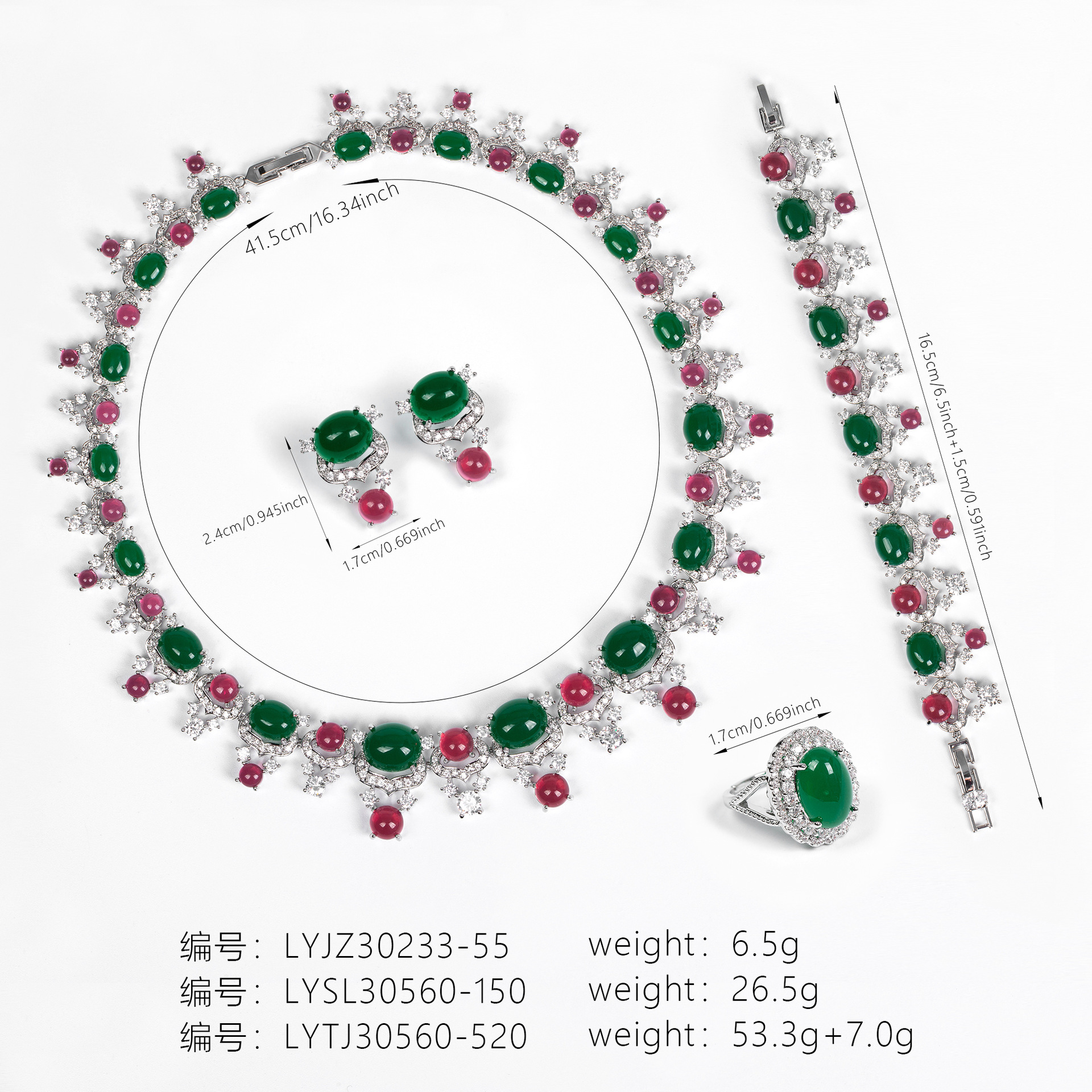 New elegant zircon jewelry set
