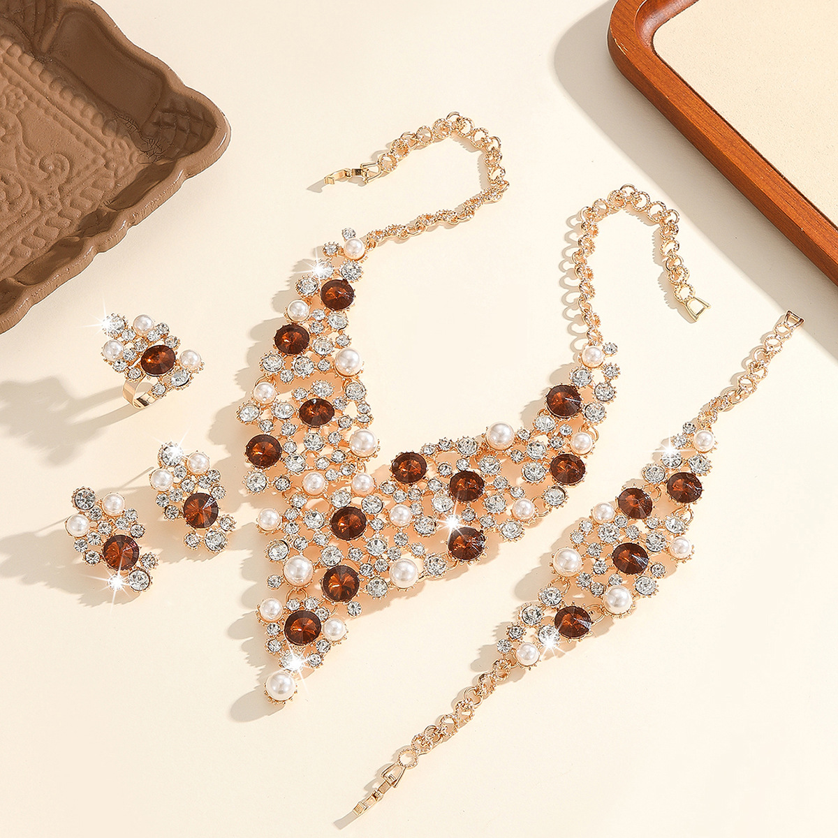 4-piece crystal jewelry set#TL4232