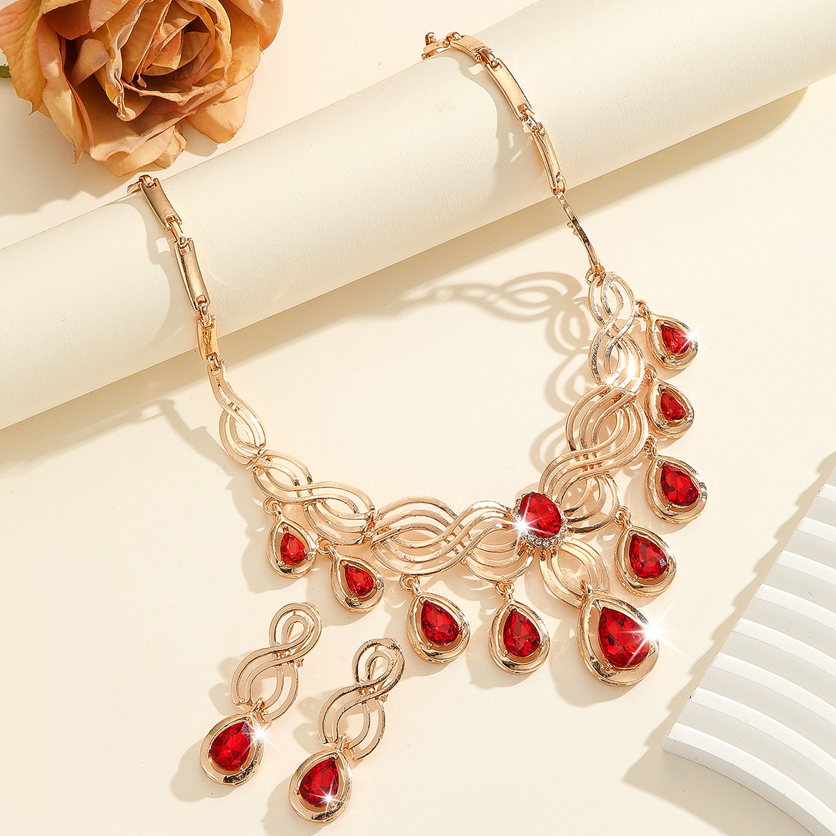 4-piece crystal jewelry set#TL4068