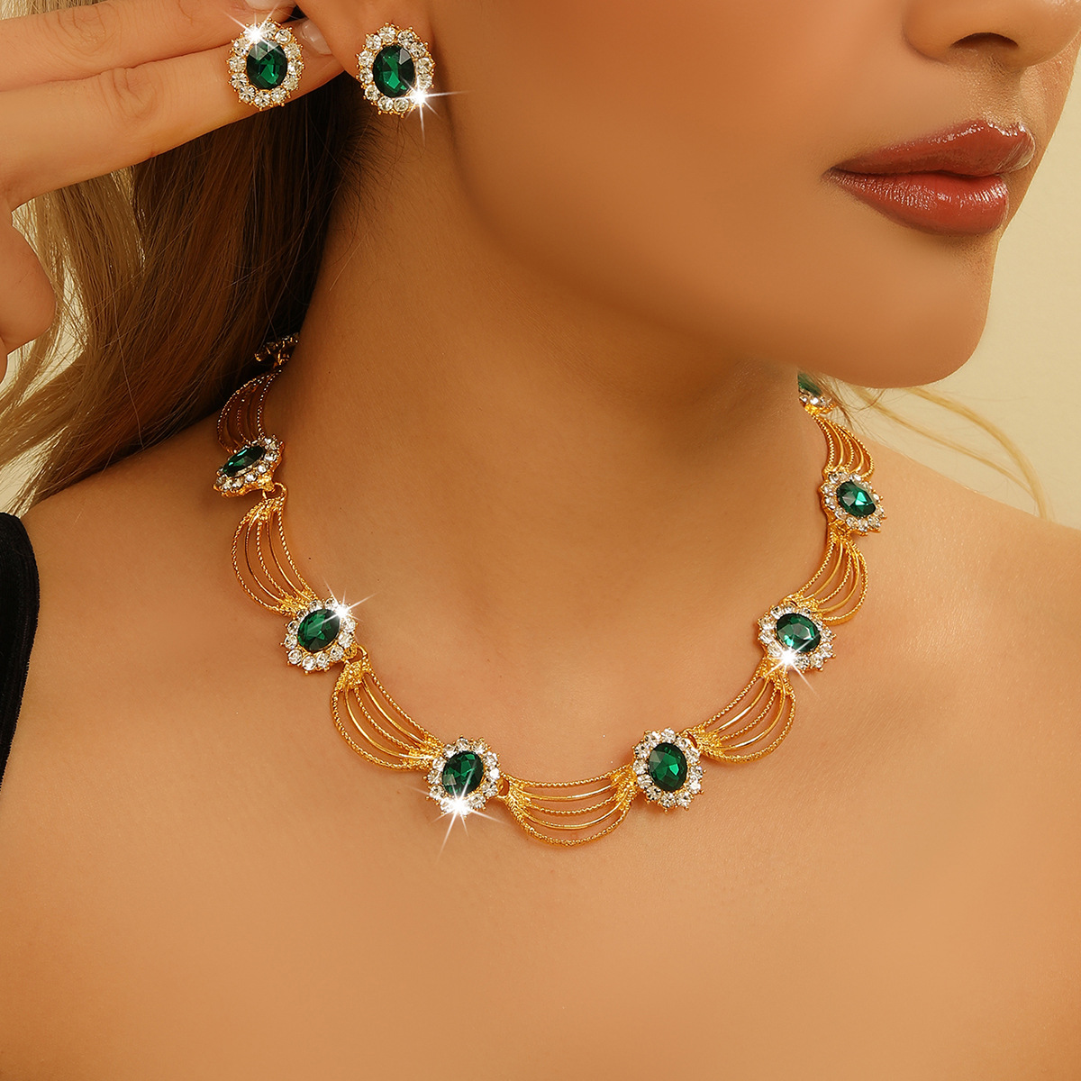 2-piece crystal jewelry set#TL0065