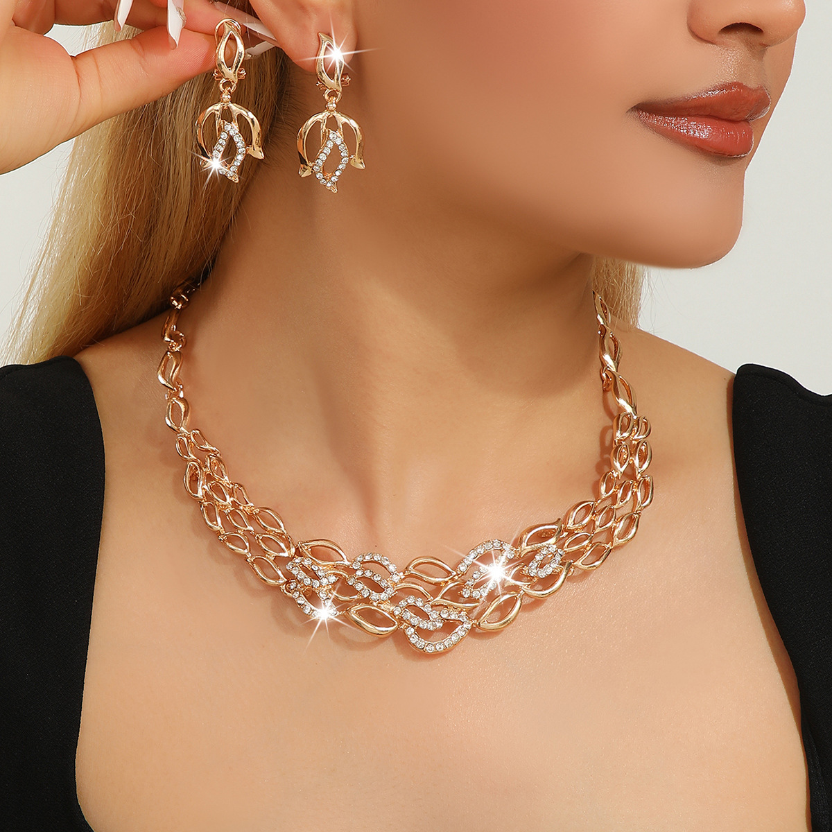 2-piece crystal jewelry set#TL4252