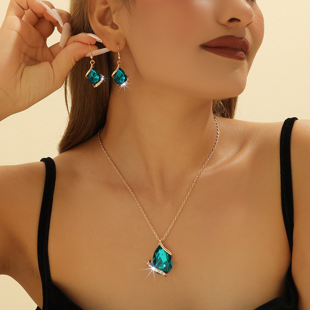 2-piece crystal jewelry set#2103